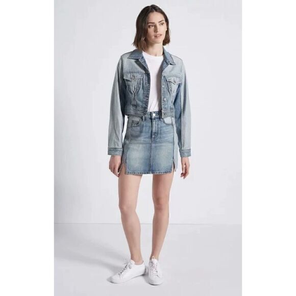 Current/Elliott Reversed Mashed Mini Denim Skirt Size 25 - Picture 1 of 8